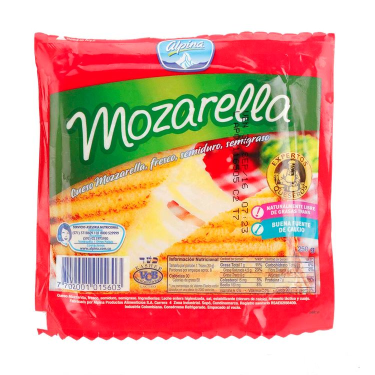 Queso Mozarella x 250g Alpinatiendasjumbo.co Jumbo Colombia
