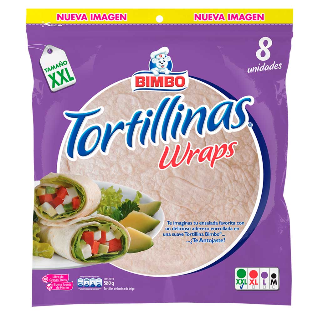Tortillas blancas wraps Bimbo 8 Und x 580g tiendasjumbo.co Jumbo