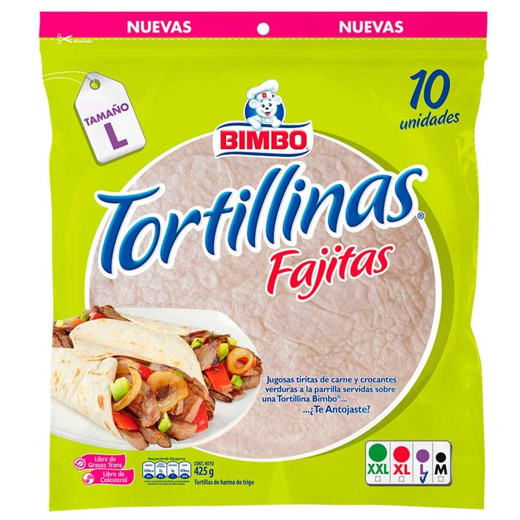 Tortillas fajitas blancas Bimbo 10 Und x 425g tiendasjumbo.co Jumbo