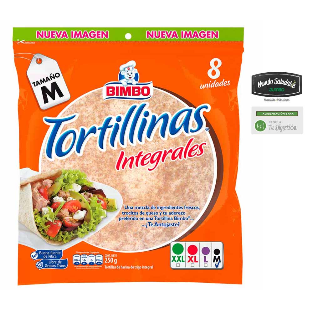 Tortillas integrales Bimbo 8 Und x 250g tiendasjumbo.co Jumbo Colombia