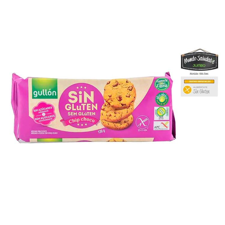 Galletas Gullon Chip Chocolate sin Gluten x 130 gtiendasjumbo.co