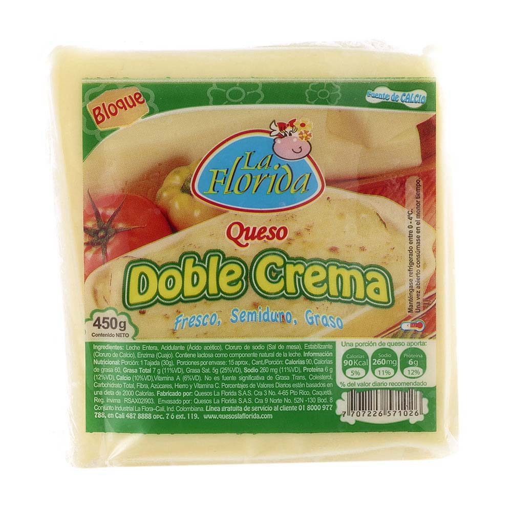 Queso doble crema x 450 g La Florida tiendasjumbo.co Jumbo Colombia