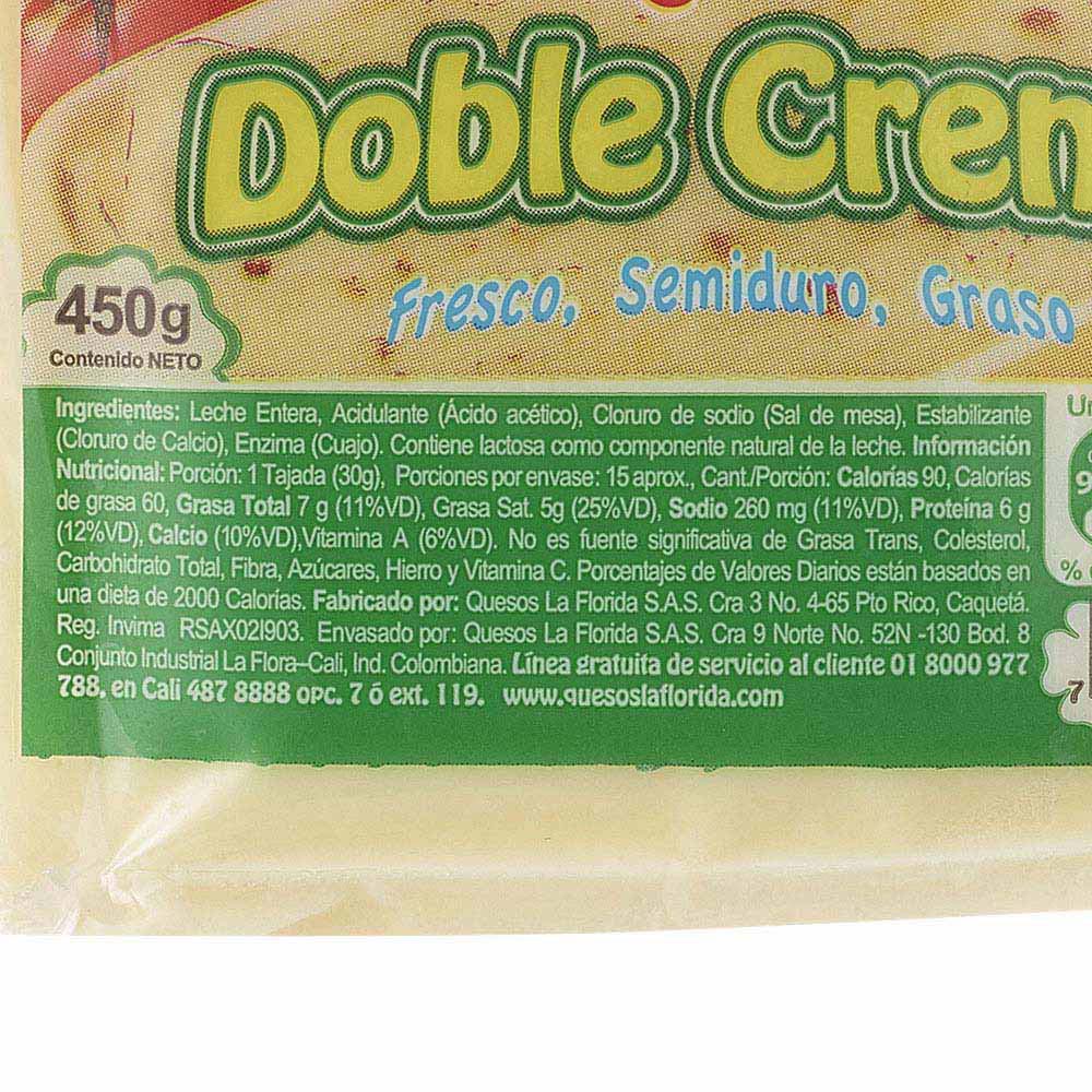 Queso doble crema x 450 g La Florida tiendasjumbo.co Jumbo Colombia