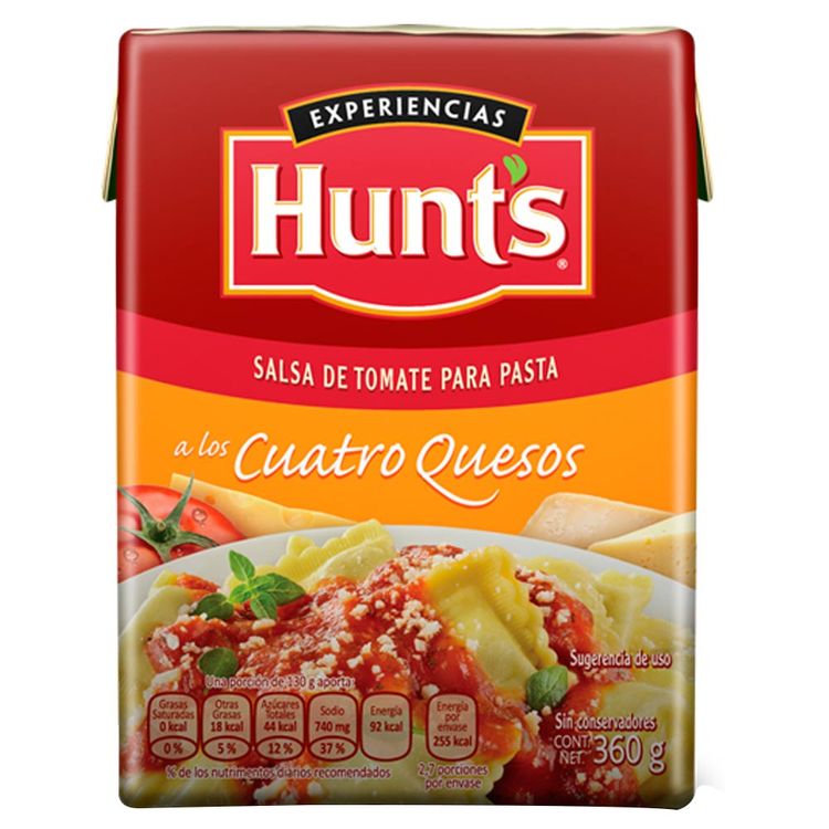 Compra ahora tu Salsa de tomate Hunt´s pasta cuatro quesos x 360g