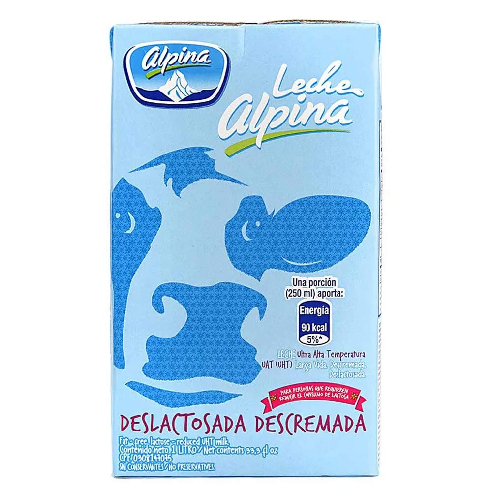 Leche Deslactosada Descremada X 1lt Alpina Jumbo Colombia 5507