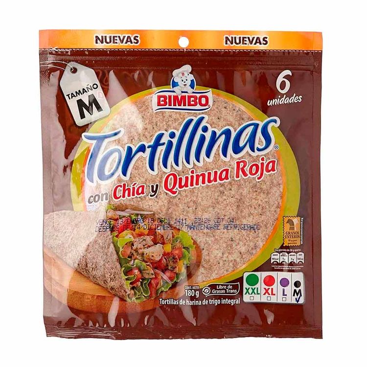 Tortillinas Bimbo chía quinua roja x 6 und x 180 gtiendasjumbo.co
