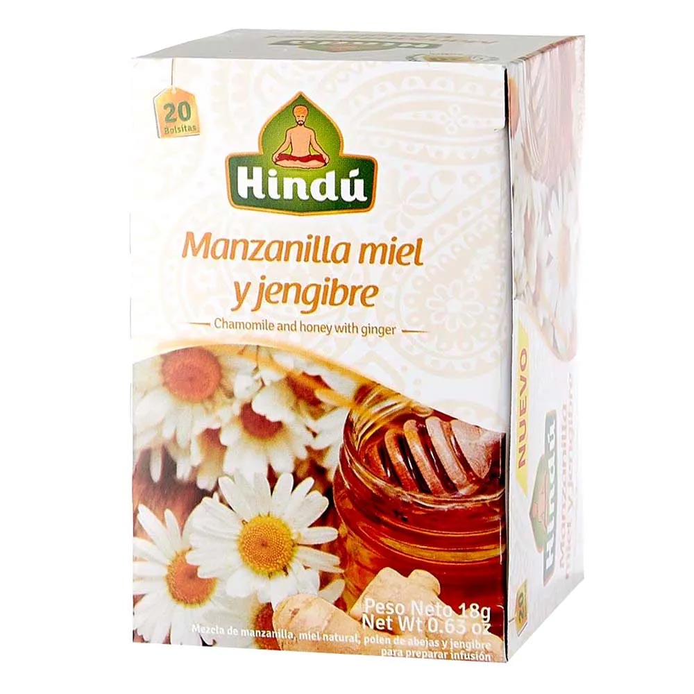 Mezcla manzanilla miel jengibre Hindu x 20 und x 18 g Jumbo Colombia