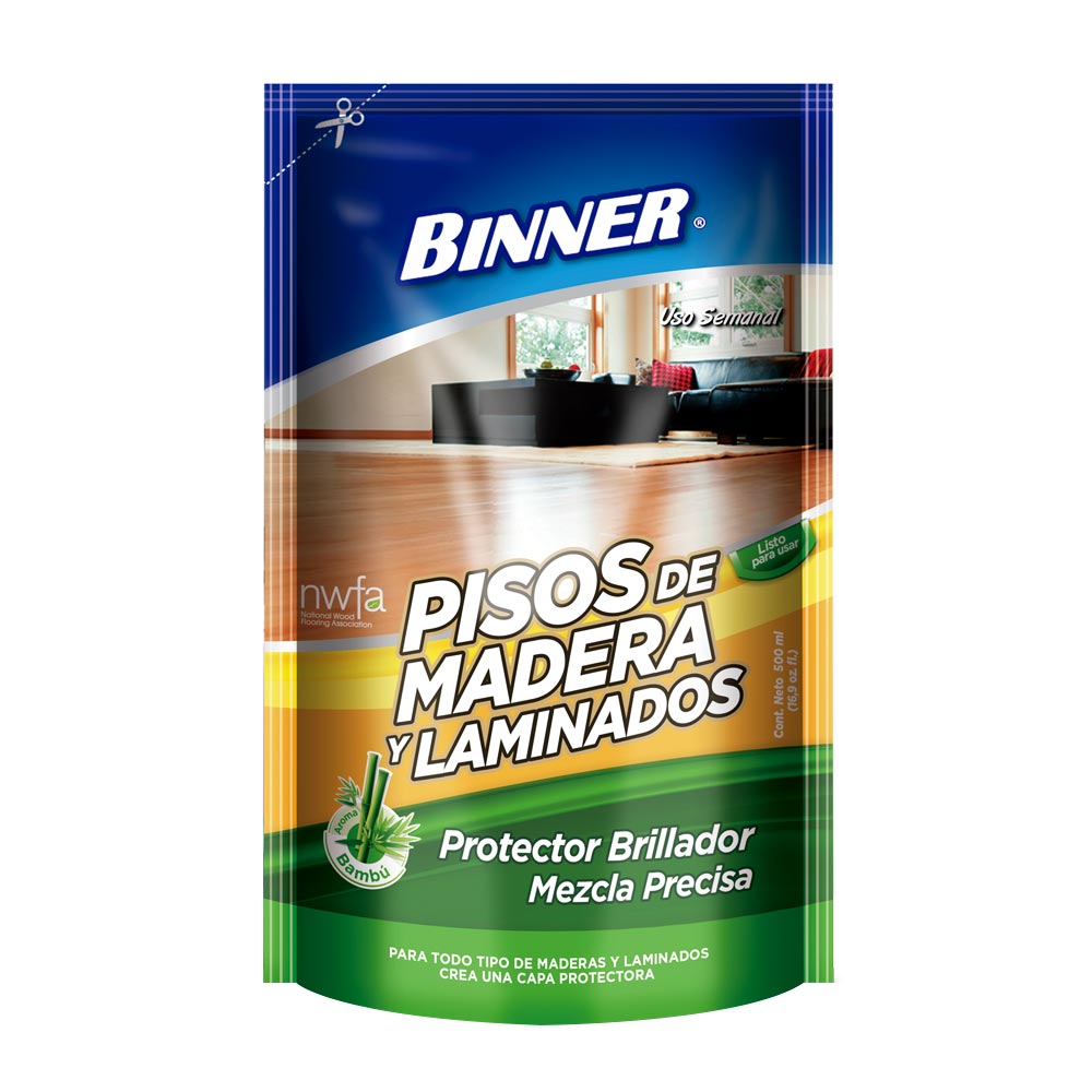 protector binner brillador piso madera laminado x 500ml
