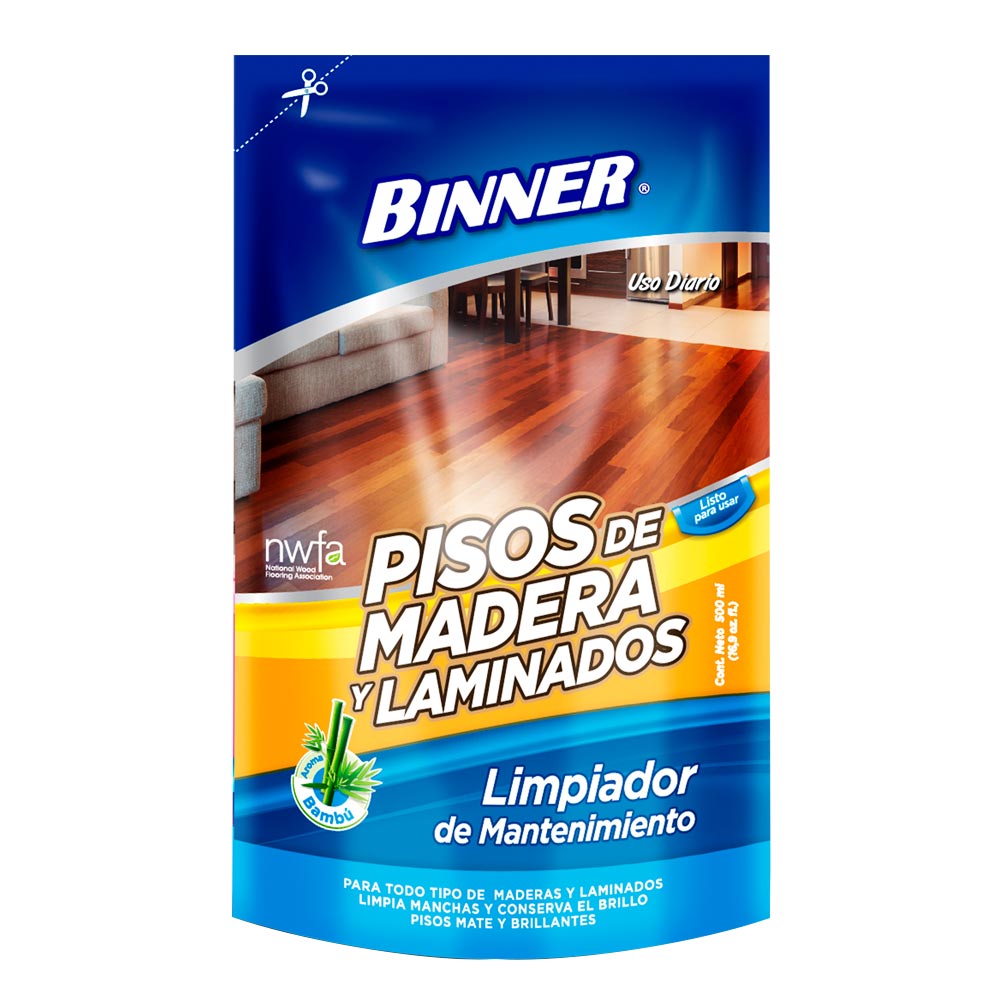 limpiador binner mantenimiento piso madera laminados x 500ml