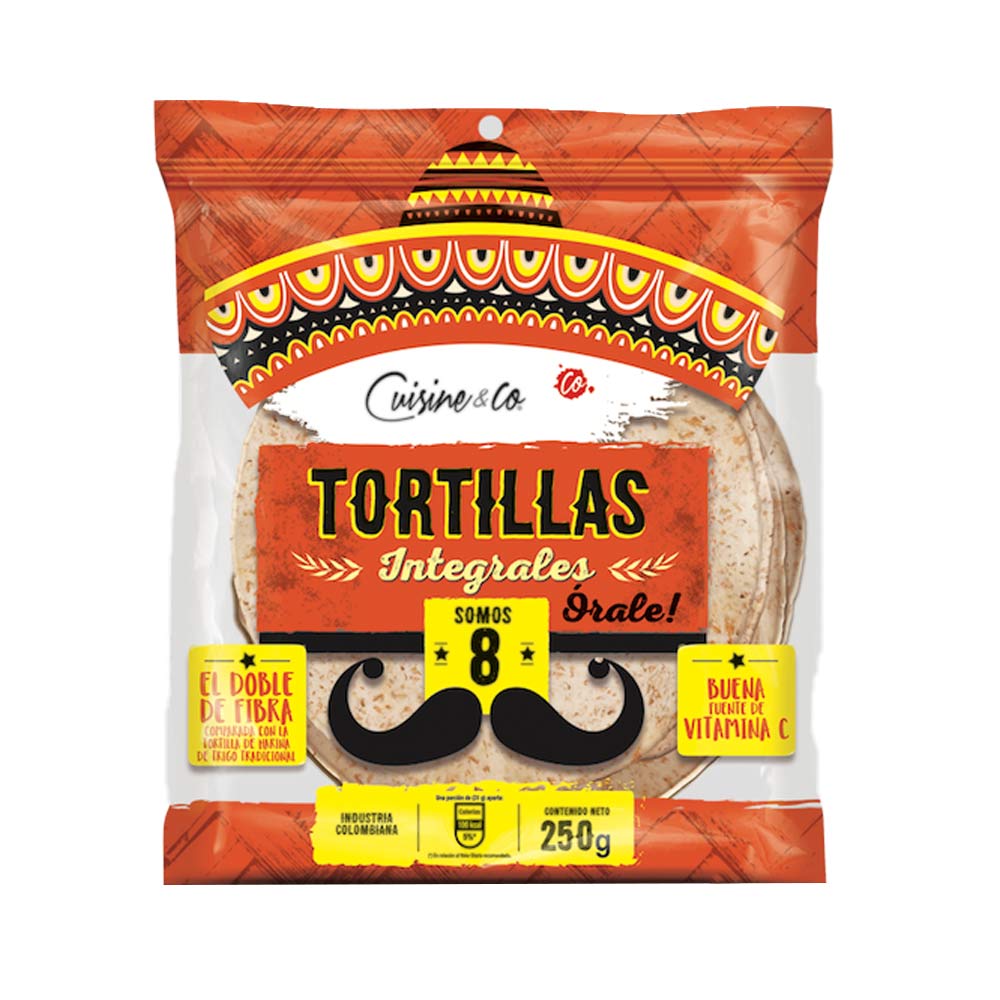 Tortillas integrales Cuisine&Co x8 und x250g Jumbo Colombia