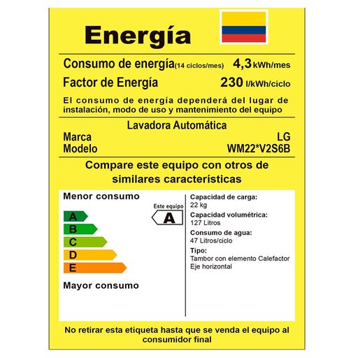 lavadora lg wm22vv2s6b carga frontal 22 kg 48 lbs acero inoxidable
