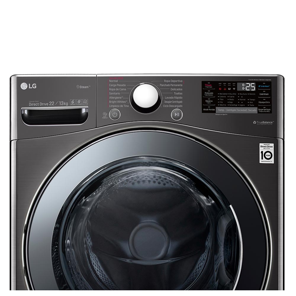 lavadora secadora lg wd22bv2s6b 22kg/48lb negra