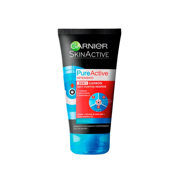 Carbón Garnier Pure Active intensive 3 en 1 antipun