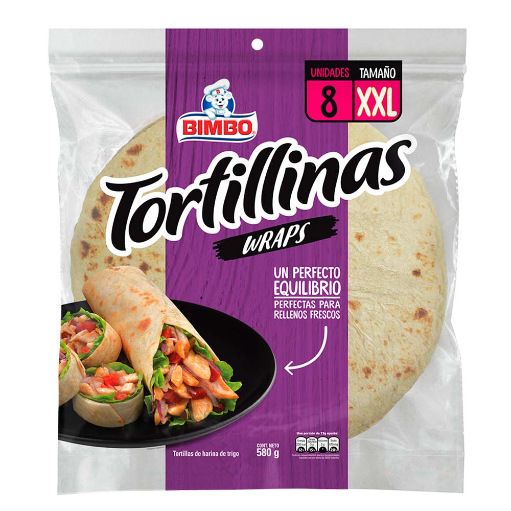 Tortillas blancas wraps Bimbo 8 Und x 580g tiendasjumbo.co Jumbo
