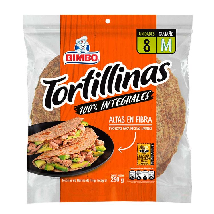 Tortillas integrales Bimbo 8 Und x 250g tiendasjumbo.co Jumbo Colombia