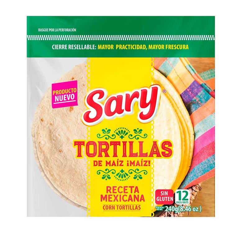 Tortillas Sary maíz sin gluten x12und x240g Jumbo Colombia