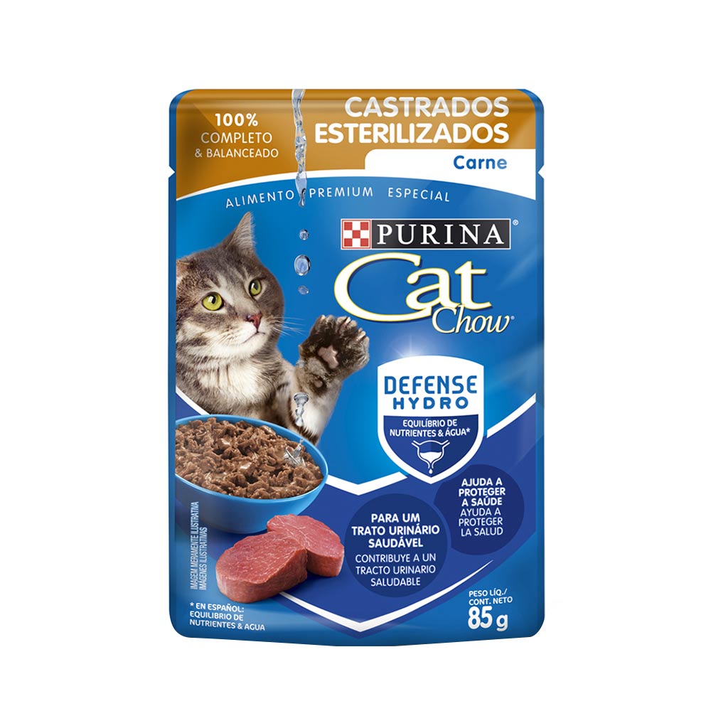 Alimento húmedo para gatos Cat Chow adulto esterilizados carne x85g - Jumbo Colombia ingredientes de cat chow