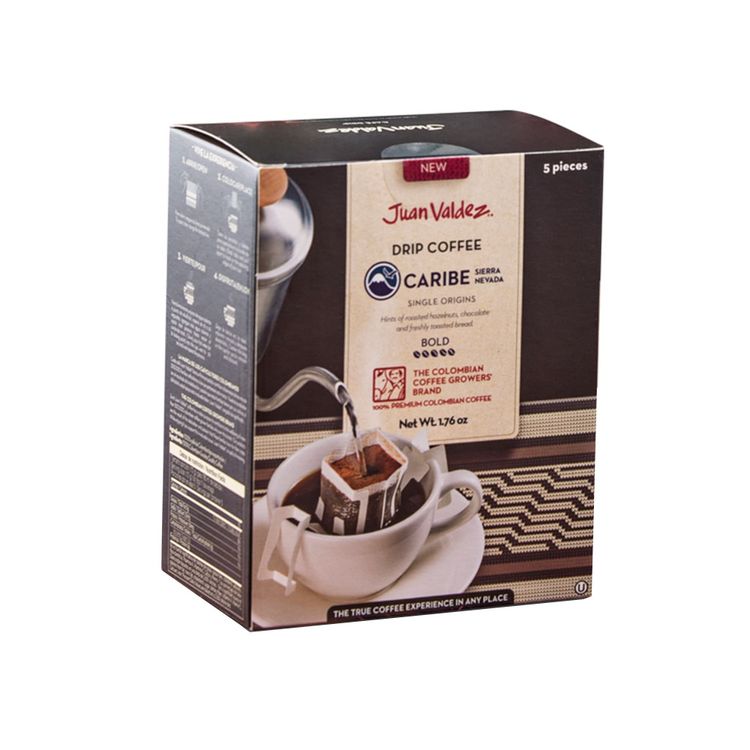 Café Juan Valdez Drip Caribe Fuerte x 5 Und x 50 G Jumbo