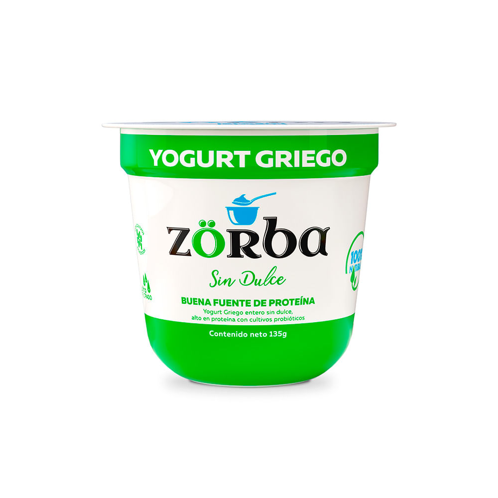 Yogurt griego natural sin dulce Zorba X 135g Jumbo Colombia