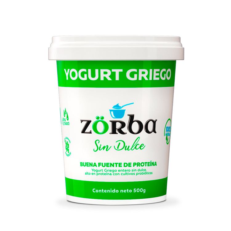 Yogurt Griego Natural Sin Dulce Zorba X 500g Jumbo Colombia