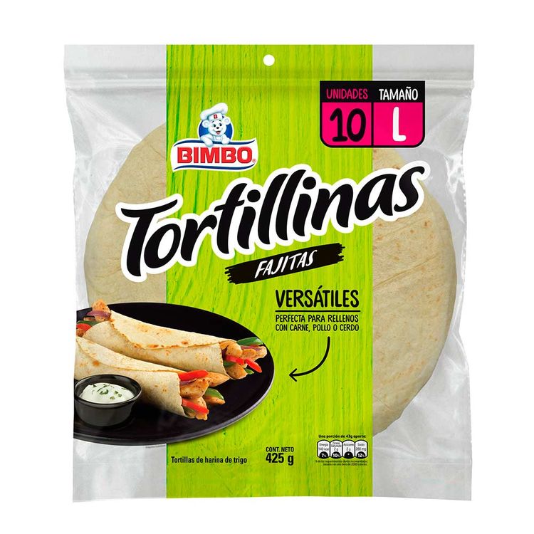 Tortillas fajitas blancas Bimbo 10 Und x 425g Jumbo Colombia