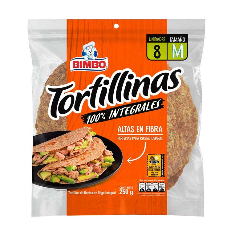Tortillas integrales Bimbo 8 Und x 250g Jumbo Colombia