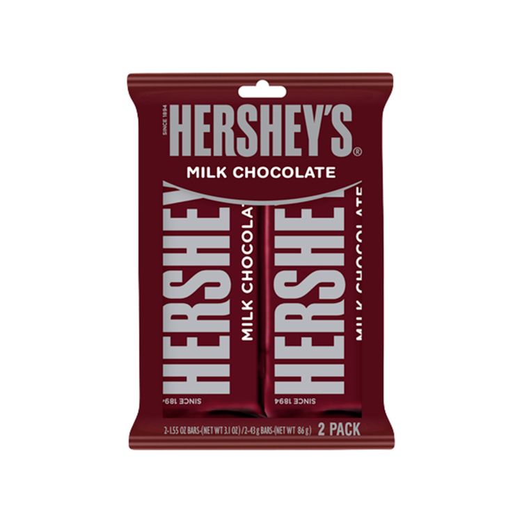 Chocolate Hershey tableta chocolate y leche x 43gr x 2 unidades Jumbo