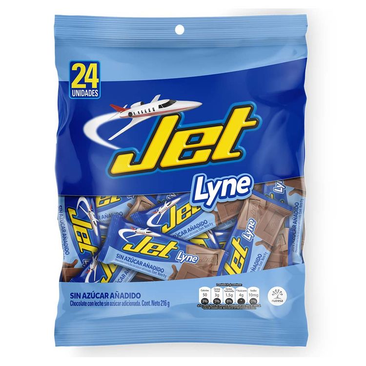 Chocolatina Lyne Mini Jet x 24 Und. x 216g Jumbo Colombia