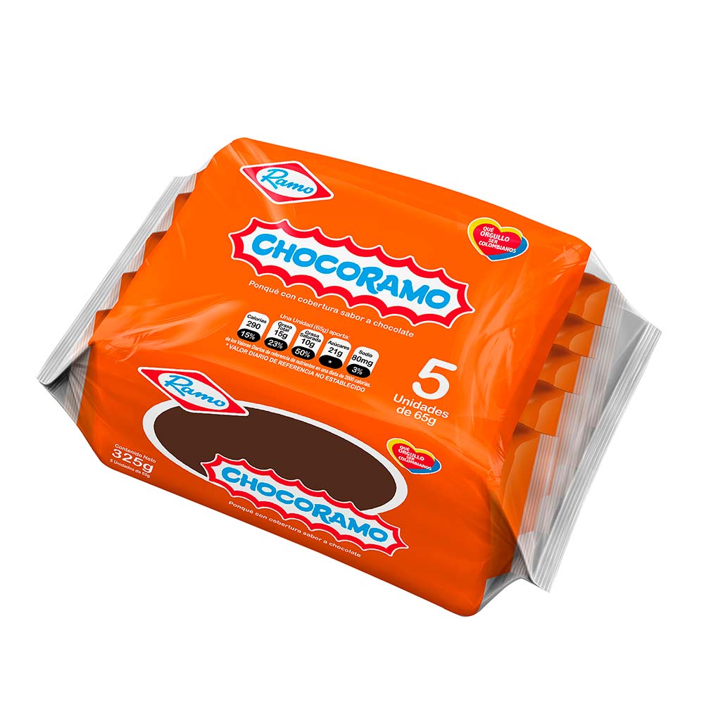 Ponqué Chocoramo x5 unidades x65g c/u Jumbo Colombia