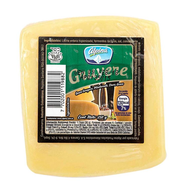 Queso alpina gruyere cuna x 250 g tiendasjumbo.co Jumbo Colombia